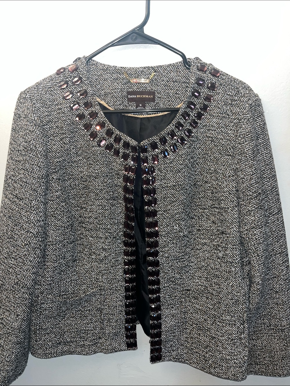 Embellished Tweed Jacket with Jewel Trim Dana Buchman